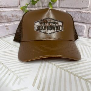 Leatherette Brown Trucker Hat